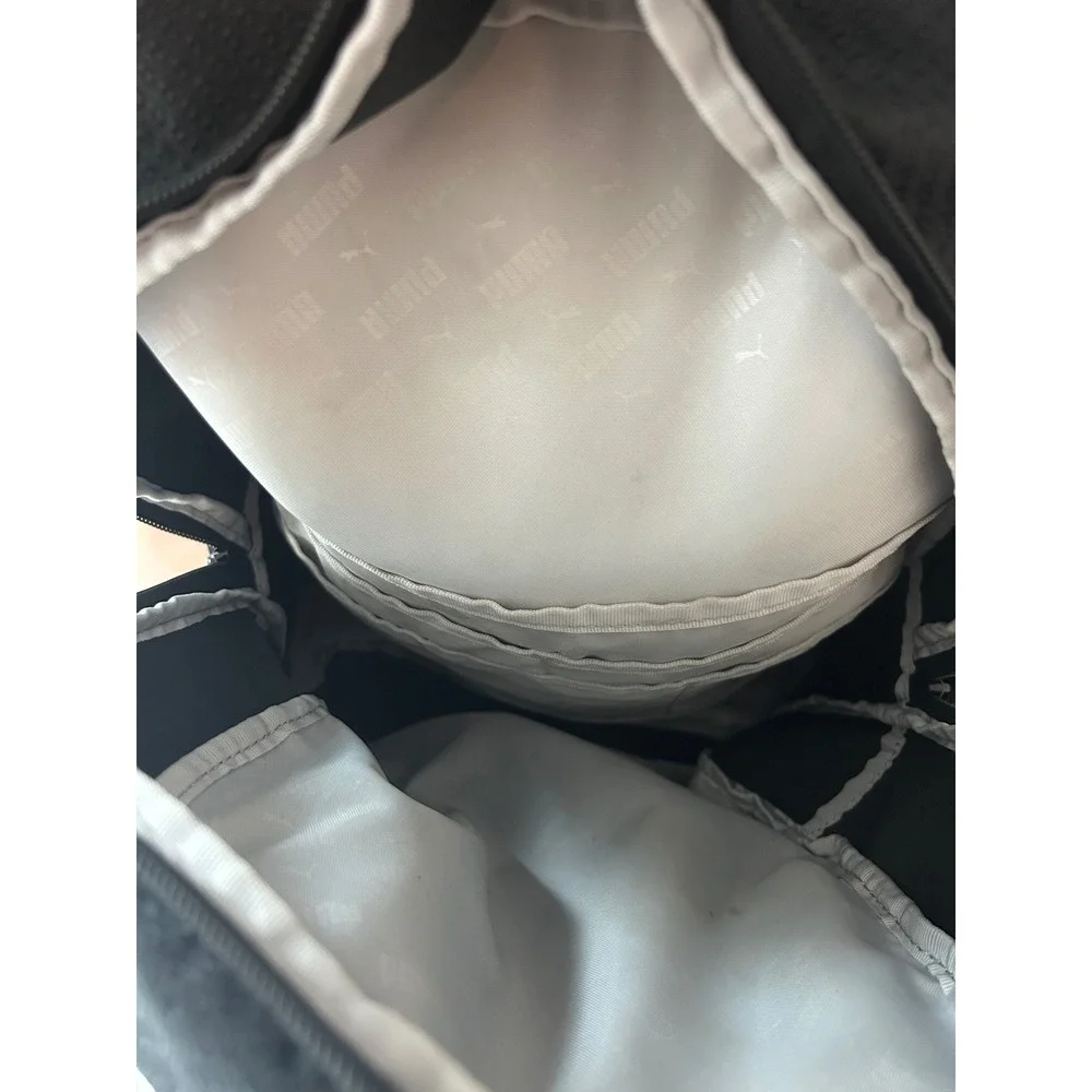Puma Black Textured Sports Backpack Multi-Pocket Laptop Bag Mens